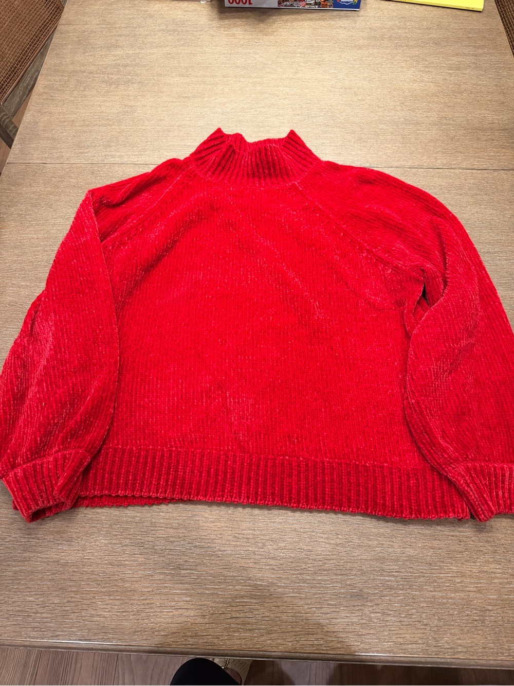 LOFT Bright Red Mock Neck Chenille Sweater